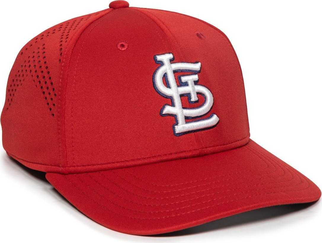 OC Sports MLB-600 Perforated Stretchfit Baseball Cap - St. Louis Cardinals