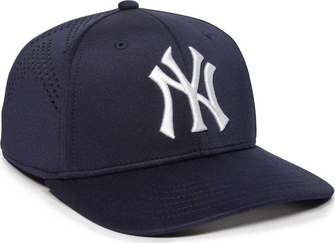 OC Sports MLB-600 Perforated Stretchfit Baseball Cap - New York Yankees