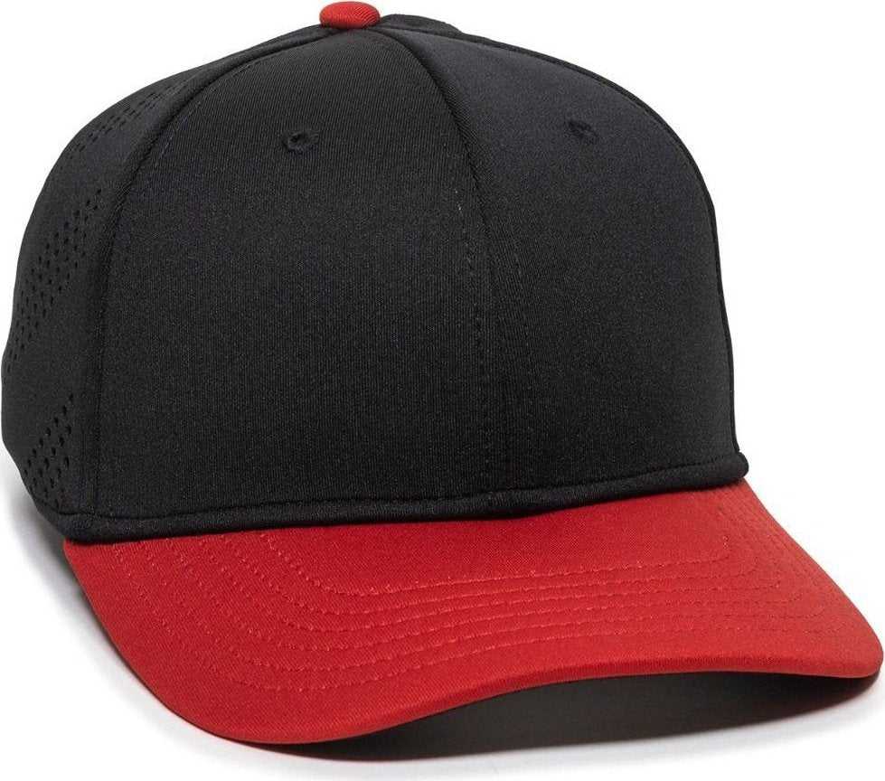 OC Sports AIR25 Flexible Fitting Cap - Black Red - HIT a Double - 1