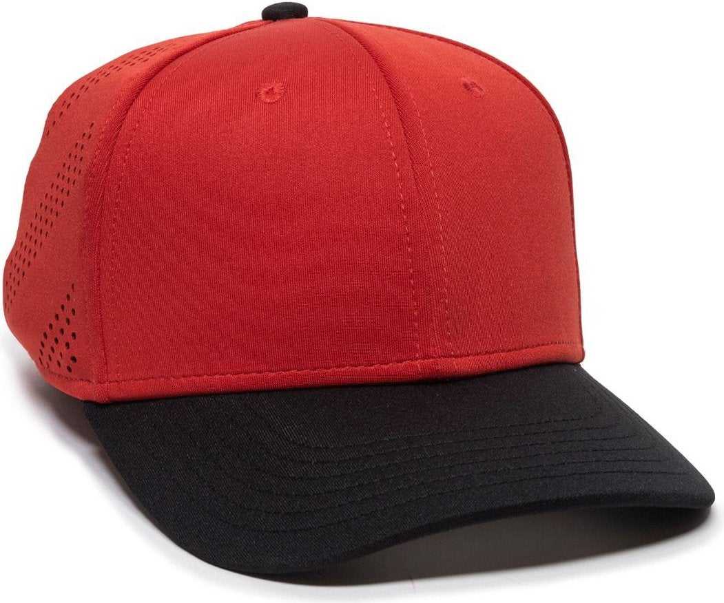 OC Sports AIR25 Flexible Fitting Cap - Red Black - HIT a Double - 1