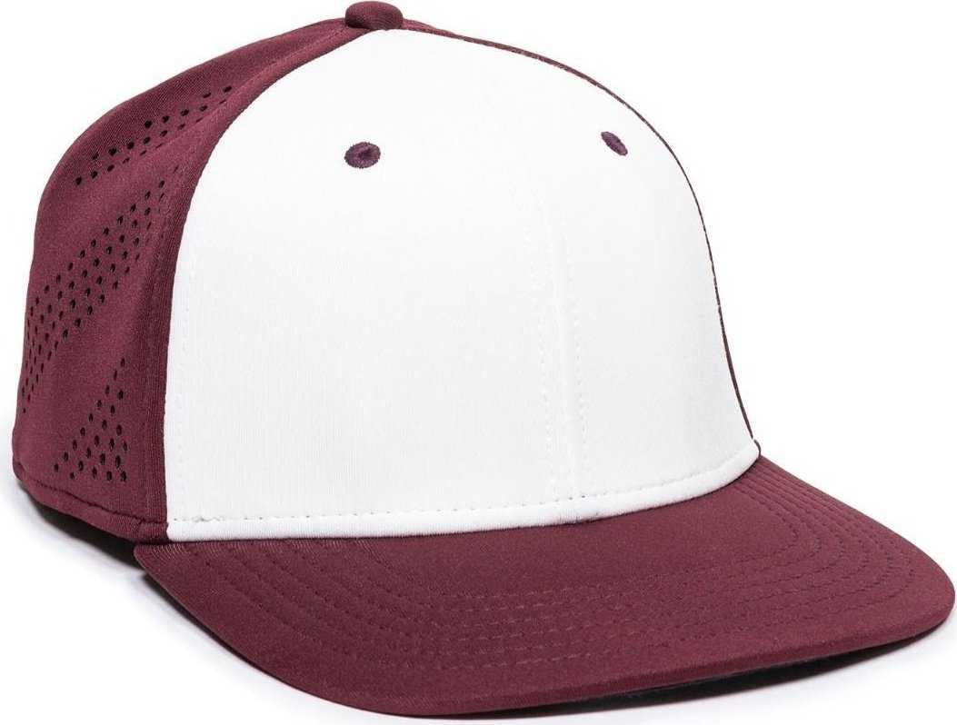 OC Sports AIR25 Flexible Fitting Cap - White Maroon Maroon - HIT a Double - 1
