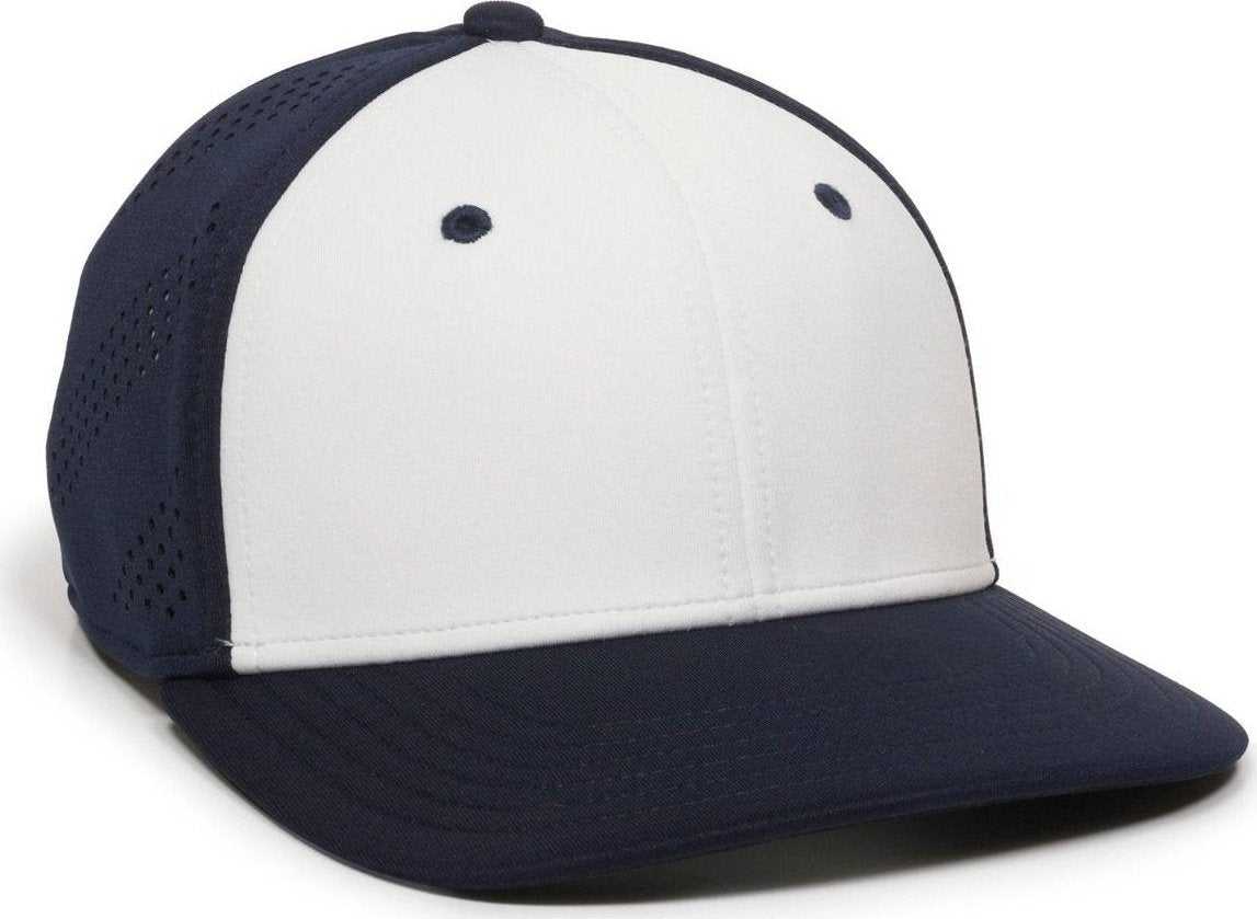OC Sports AIR25 Flexible Fitting Cap - White Navy Navy - HIT a Double - 1