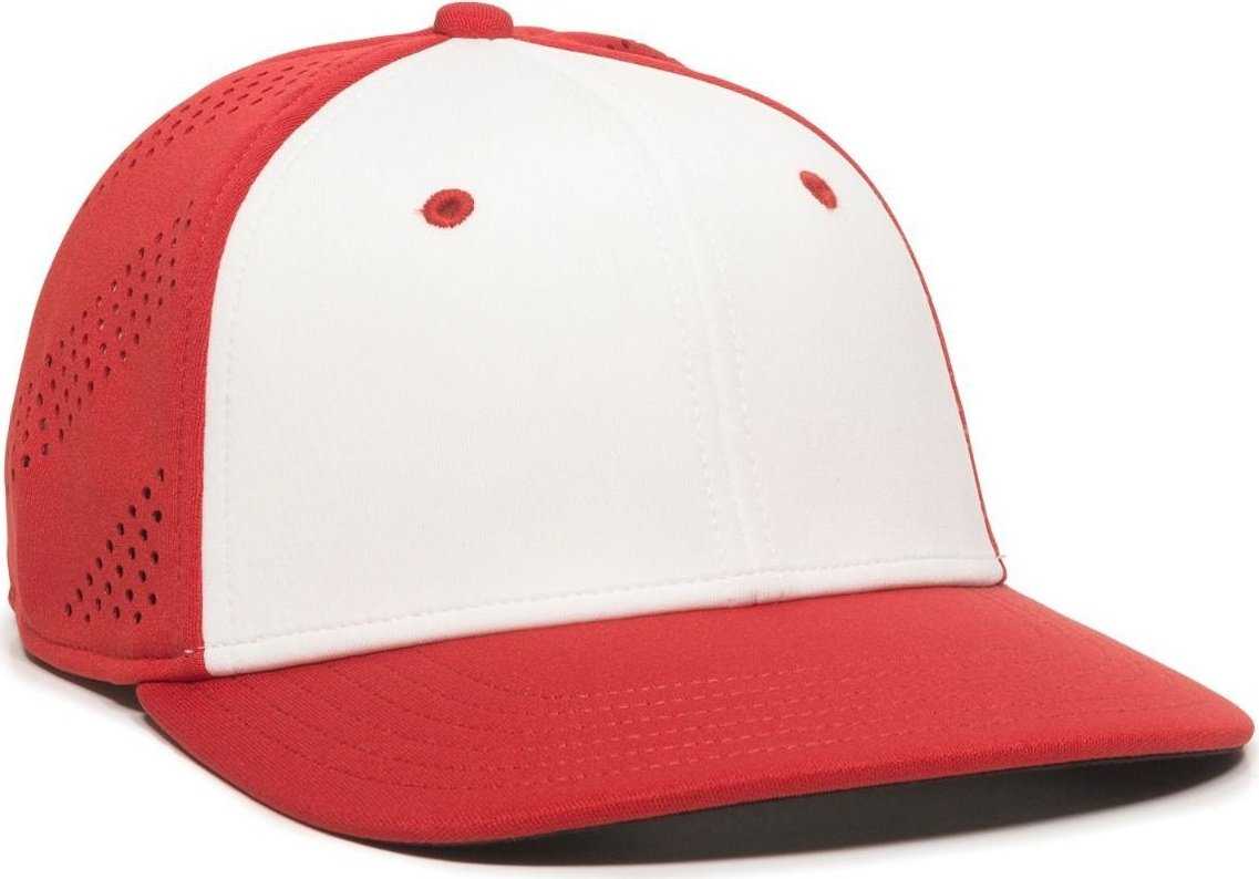 OC Sports AIR25 Flexible Fitting Cap - White Red Red - HIT a Double - 1