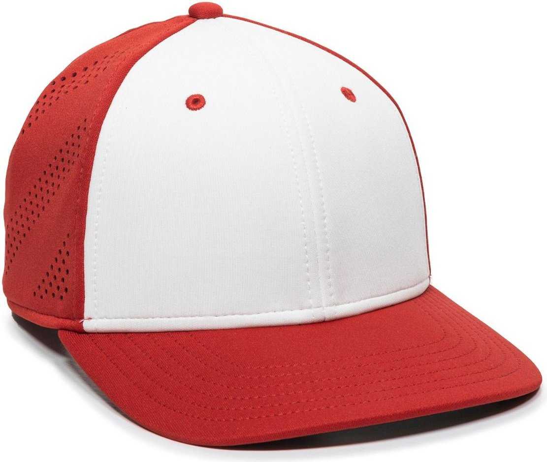 OC Sports AIR50 Proflex Adjustable Performance Cap - White Red Red - HIT a Double - 1