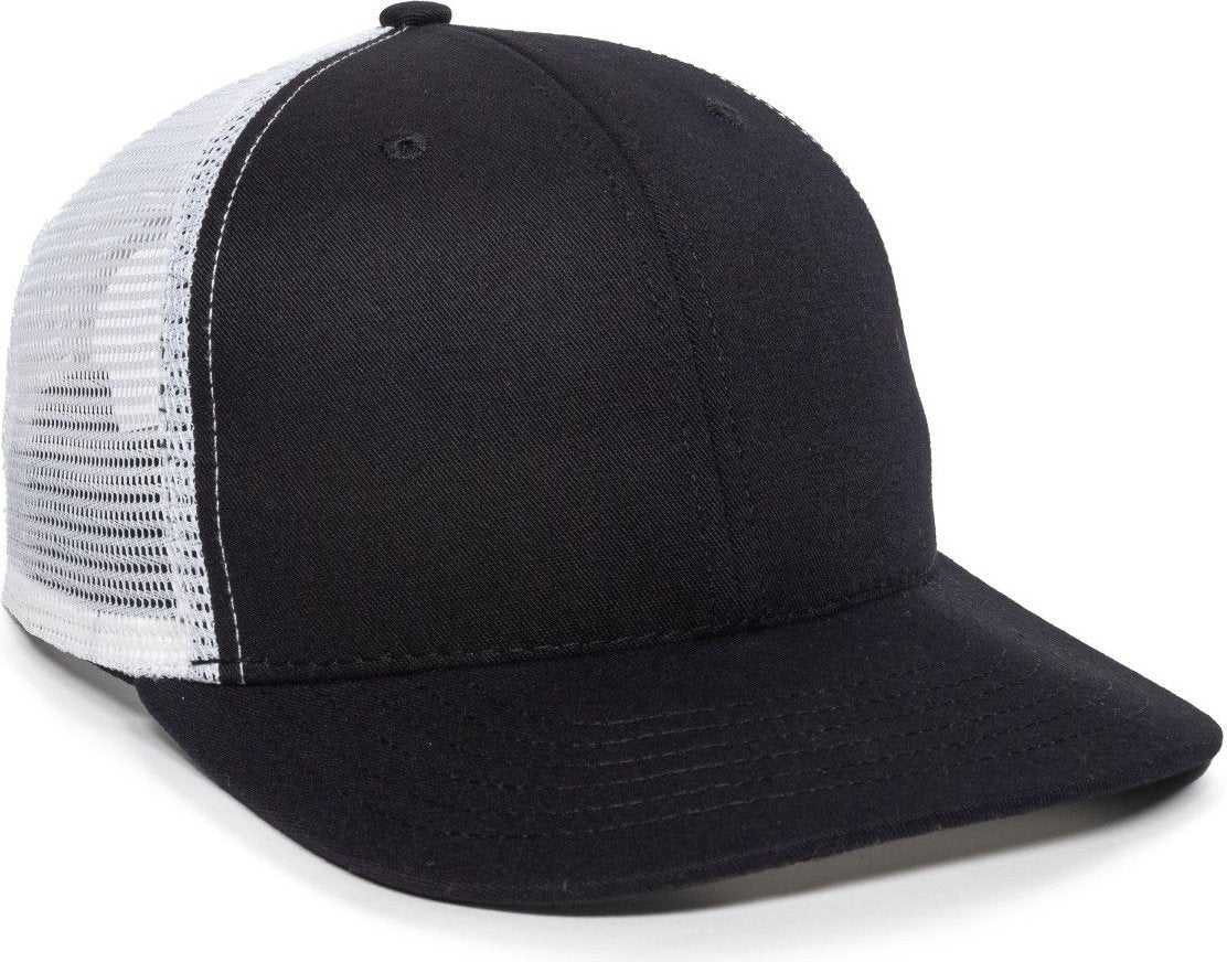 OC Sports AM-101M USA Made Mesh Back Cap - Black White - HIT a Double - 1
