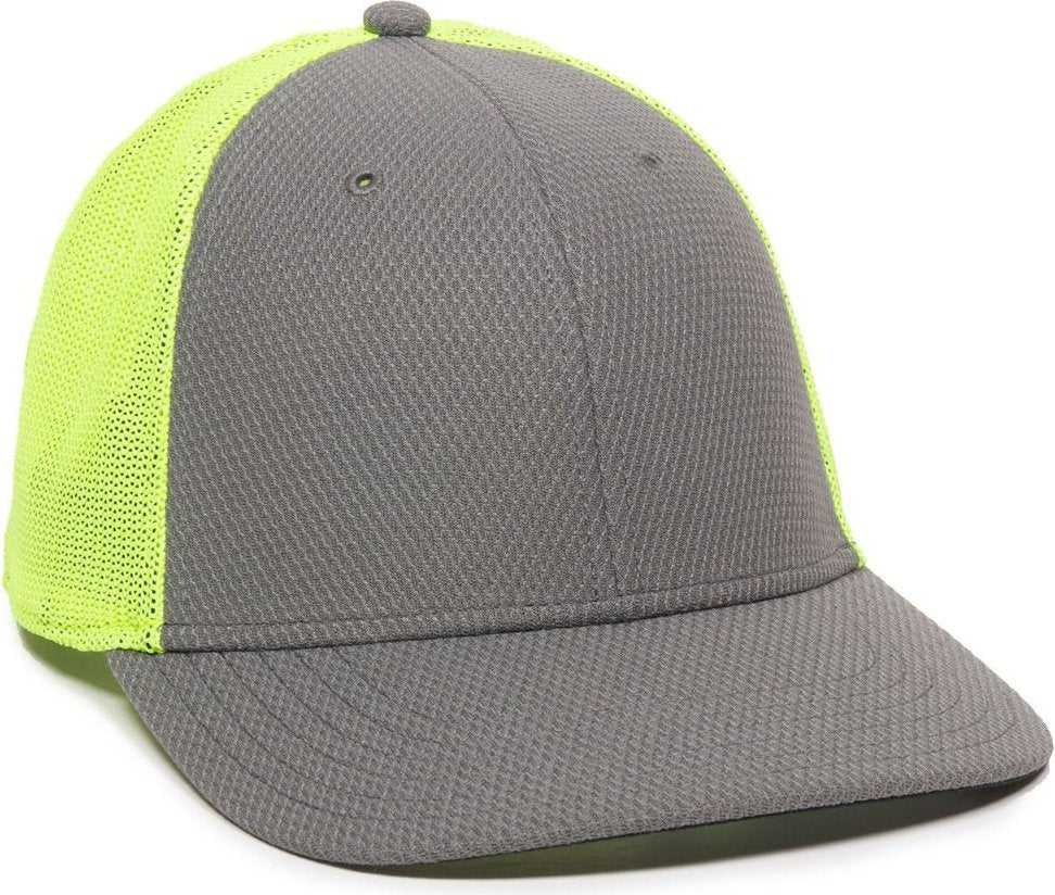 OC Sports CAGE150 Adjustable Mesh Back Cap - Charcoal Neon Yellow - HIT a Double - 1