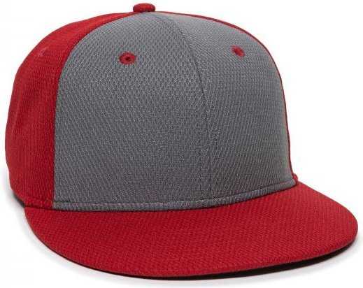 OC Sports CAGE25 Flexible Fitting Cap - Graphite Red Red - HIT a Double - 1