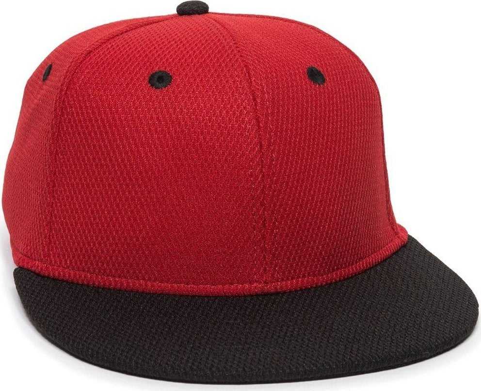 OC Sports CAGE25 Flexible Fitting Cap - Red Black - HIT a Double - 1