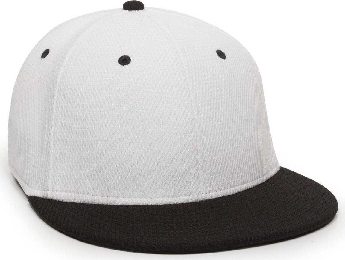OC Sports CAGE25 Flexible Fitting Cap - White Black - HIT a Double - 1
