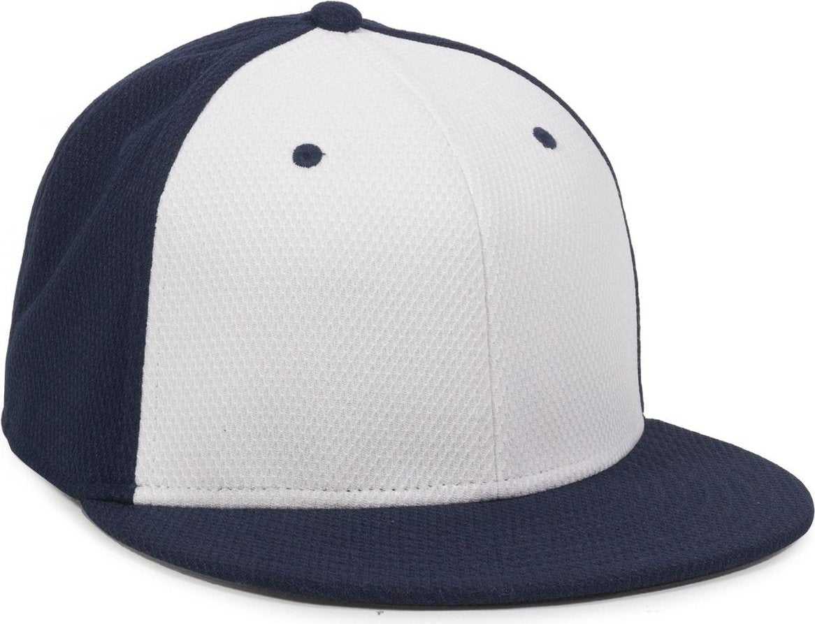 OC Sports CAGE25 Flexible Fitting Cap - White Navy Navy - HIT a Double - 1