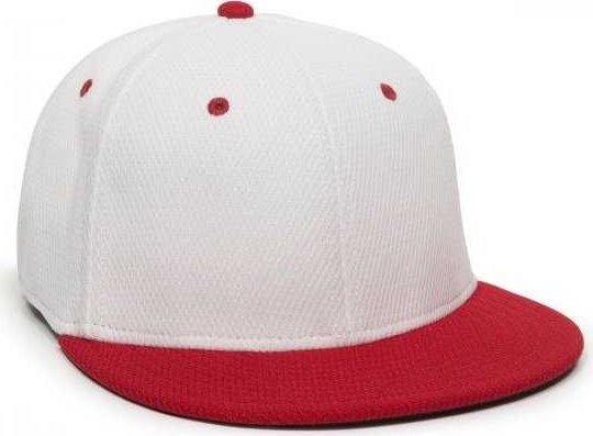 OC Sports CAGE25 Flexible Fitting Cap - White Red - HIT a Double - 1