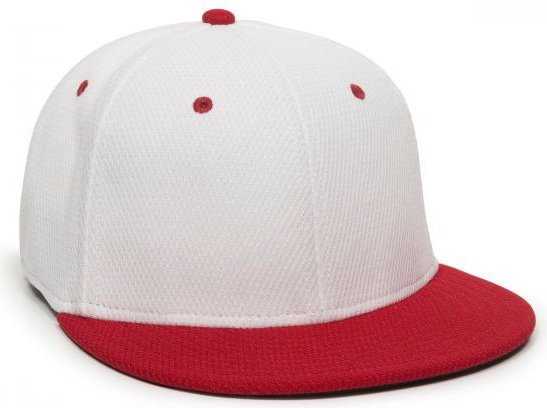 OC Sports CAGE25 Flexible Fitting Cap - White Red - HIT a Double - 1