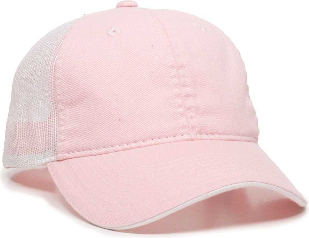 OC Sports CMB-100 Adjustable Mesh Back Cap - Pink White - HIT a Double - 1