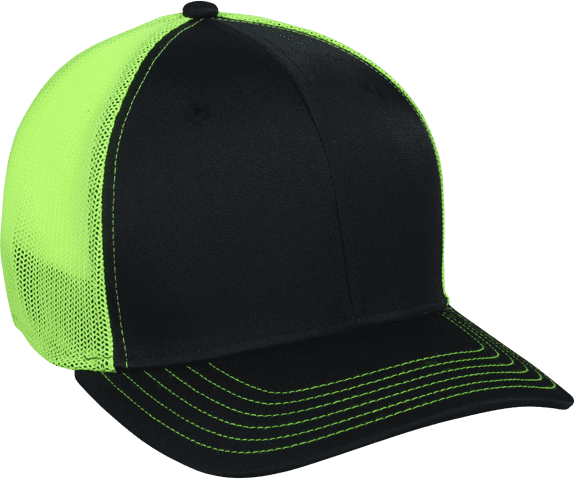 OC Sports CT120M Extra-flexible Slight Pre-curved Visor - Black Neon Yellow - HIT a Double - 1