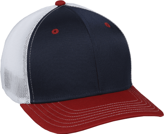 OC Sports CT120M Extra-flexible Slight Pre-curved Visor - Navy White Red - HIT a Double - 1