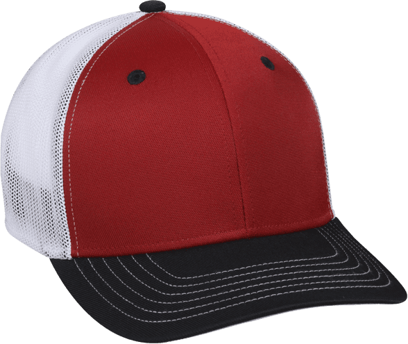 OC Sports CT120M Extra-flexible Slight Pre-curved Visor - Red White Black - HIT a Double - 1