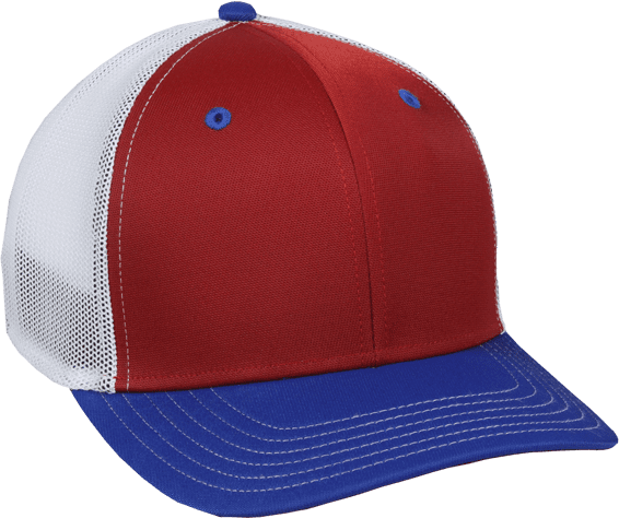 OC Sports CT120M Extra-flexible Slight Pre-curved Visor - Red White Royal - HIT a Double - 1