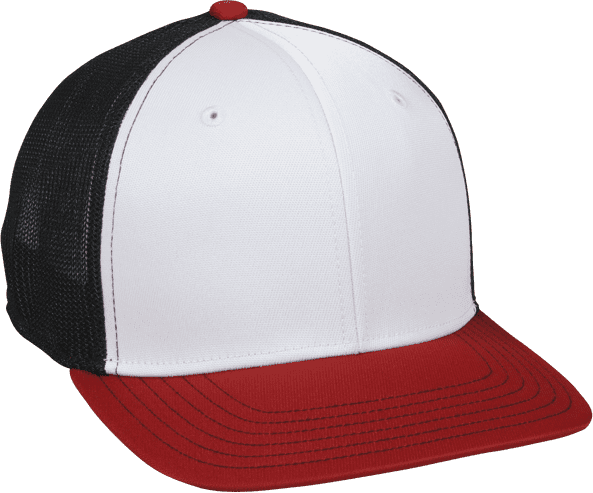 OC Sports CT120M Extra-flexible Slight Pre-curved Visor - White Black Red - HIT a Double - 1