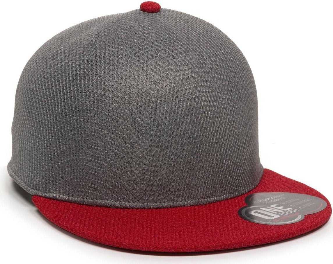OC Sports EDGE Flexible Fitting Cap - Graphite Red - HIT a Double - 1