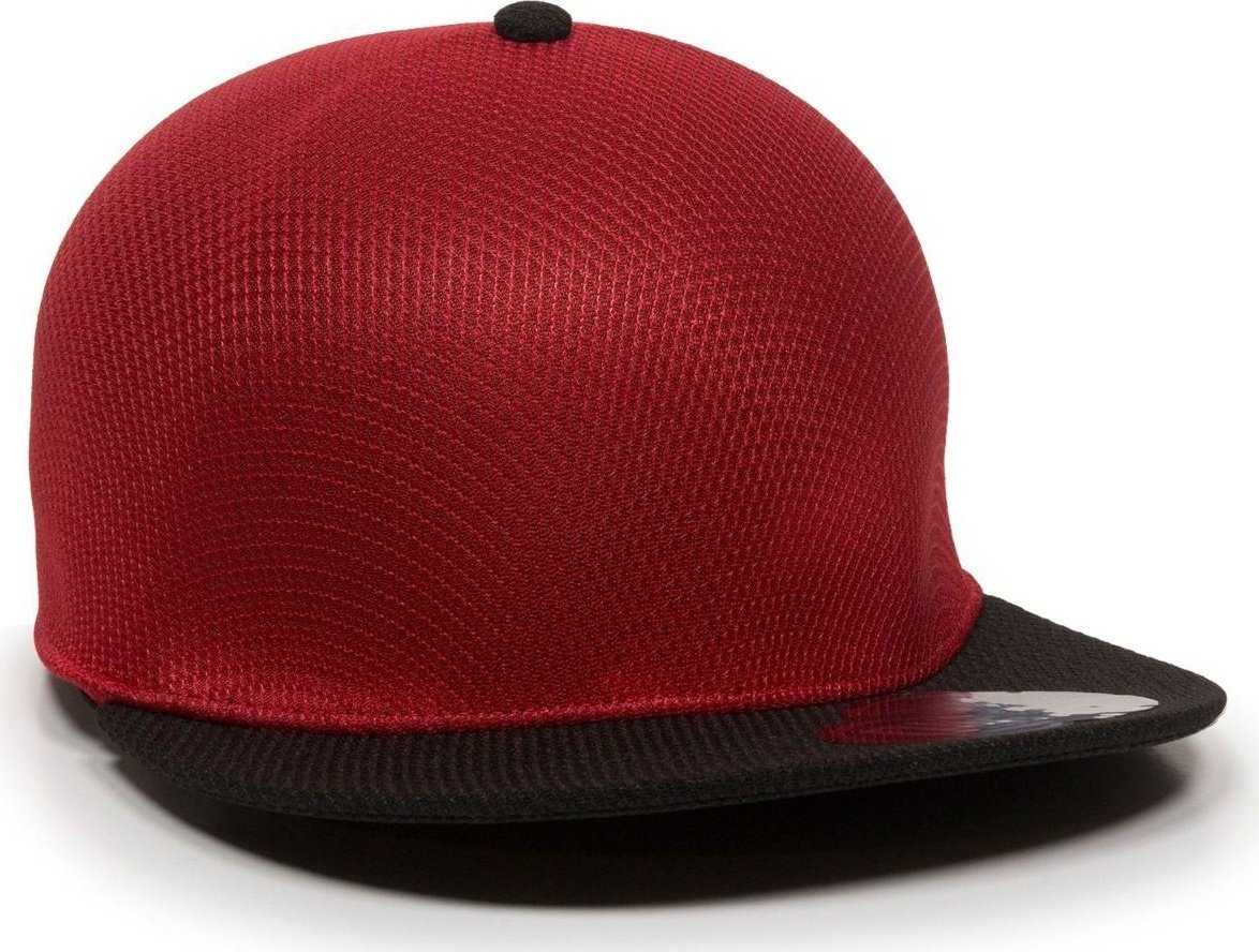 OC Sports EDGE Flexible Fitting Cap - Red Black - HIT a Double - 1