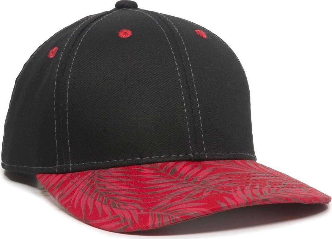 OC Sports FLR-100 Adjustable Cap - Black Red Tropical - HIT a Double - 1