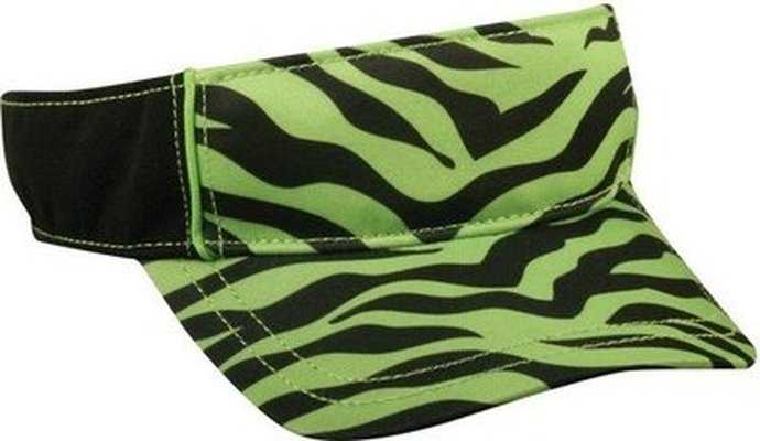 OC Sports FPV-100 Ladies Print Adjustable Visor - Lime Green Zebra Black - HIT a Double - 1