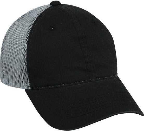 OC Sports FWT-130 Garment Wash Mesh Back Baseball Cap - Black Dark Gray - HIT a Double - 1