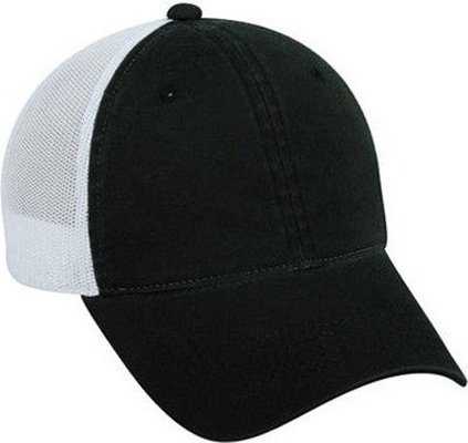 OC Sports FWT-130 Garment Wash Mesh Back Baseball Cap - Black White - HIT a Double - 1