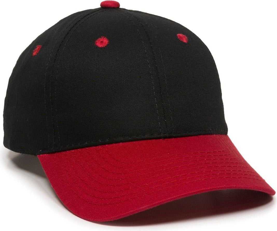 OC Sports GL-271 Team Adjustable Custom Baseball Caps - Black Red - HIT a Double - 1