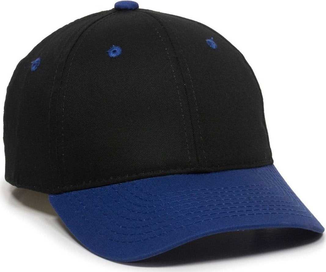 OC Sports GL-271 Team Adjustable Custom Baseball Caps - Black Royal - HIT a Double - 1