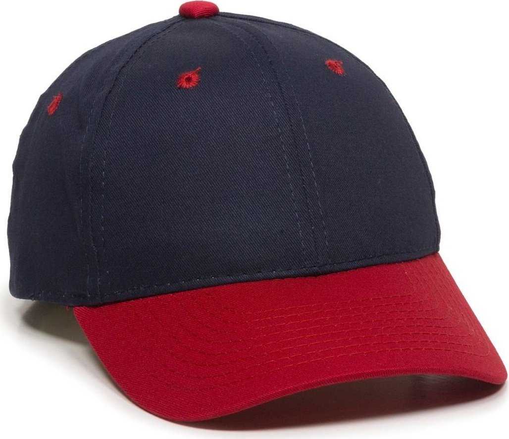 OC Sports GL-271 Team Adjustable Custom Baseball Caps - Navy Red - HIT a Double - 1
