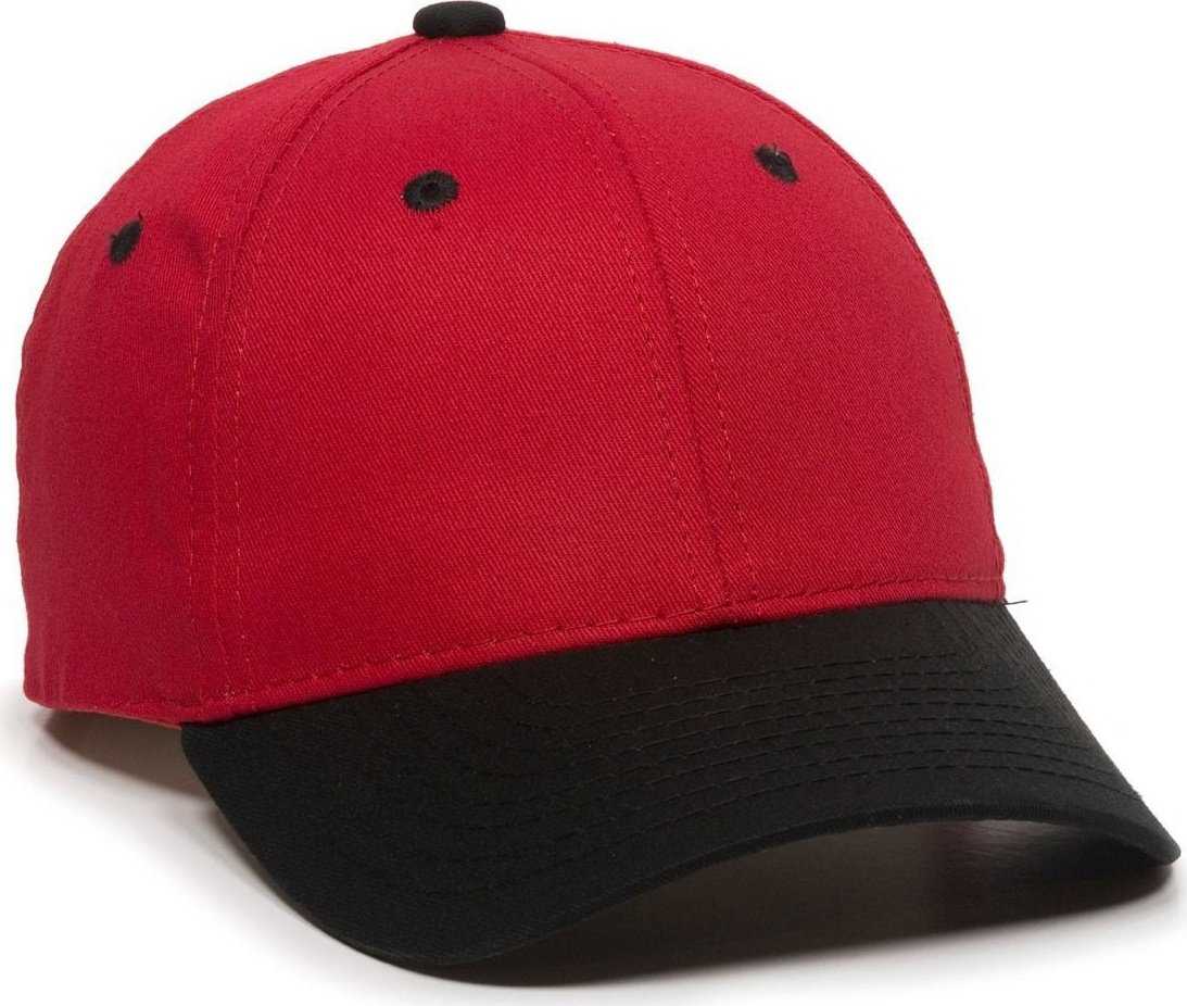 OC Sports GL-271 Team Adjustable Custom Baseball Caps - Red Black - HIT a Double - 1