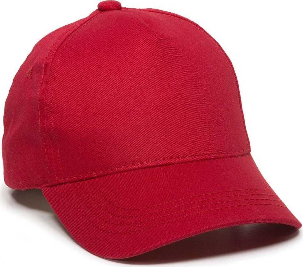 OC Sports GL-455 Team Adjustable Single Snap Closure Cap - Red - HIT a Double - 1