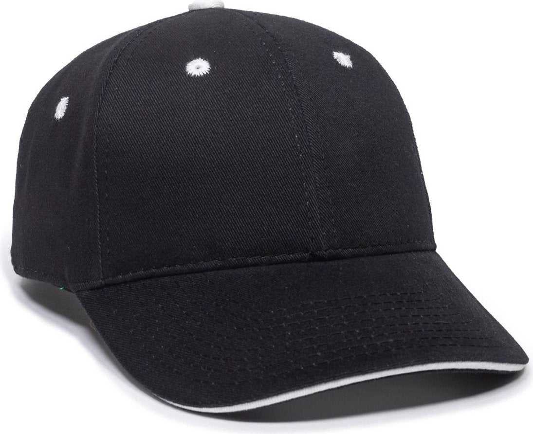 OC Sports GL-845 Contrasting Sandwich, Button and Eyelet Cap - Black White - HIT a Double - 1