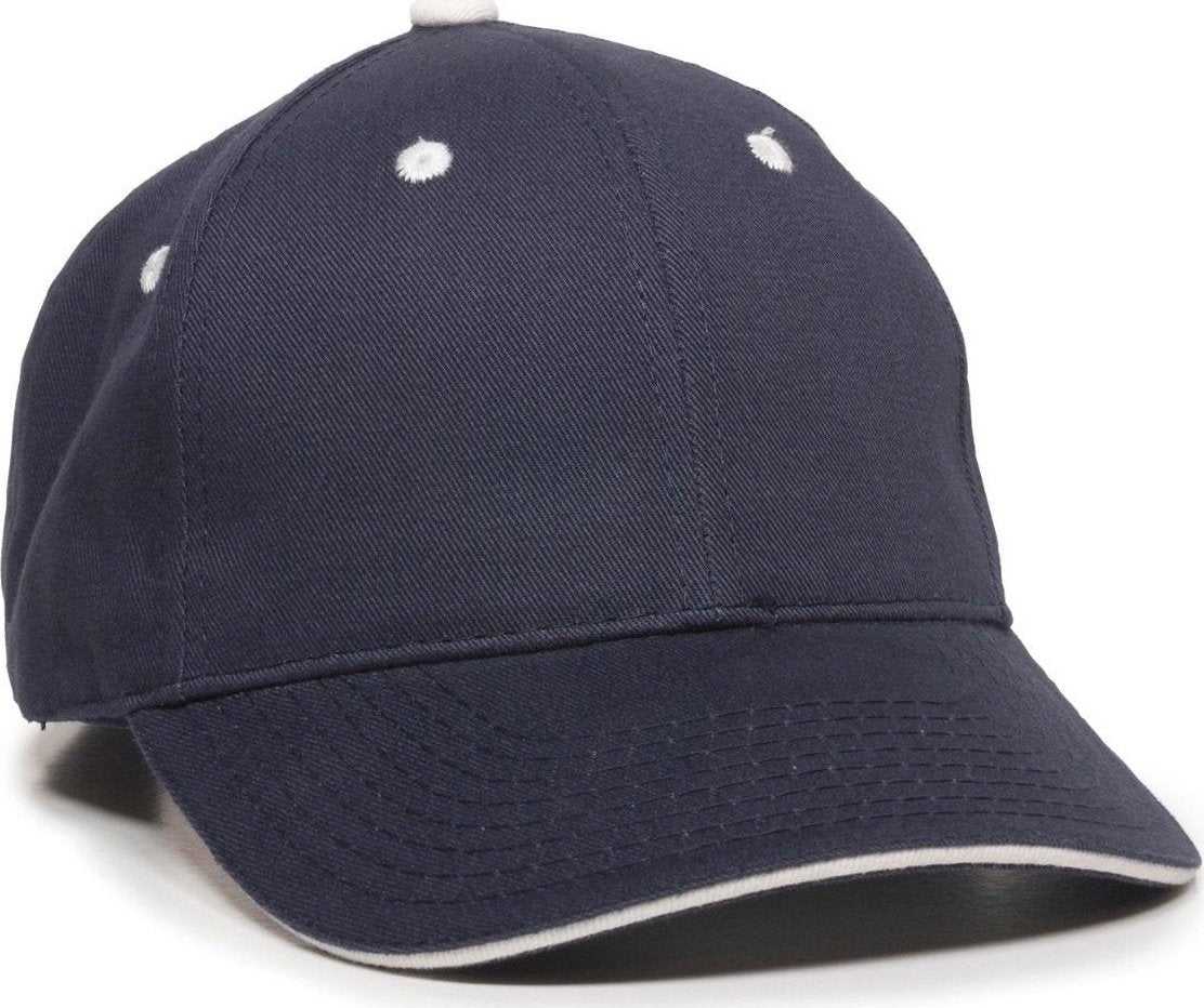 OC Sports GL-845 Contrasting Sandwich, Button and Eyelet Cap - Navy White - HIT a Double - 1
