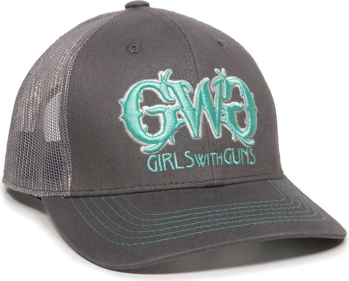 OC Sports GWG01A Girls with Guns Ladies Fit Cap - Charcoal Dark Gray - HIT a Double - 1