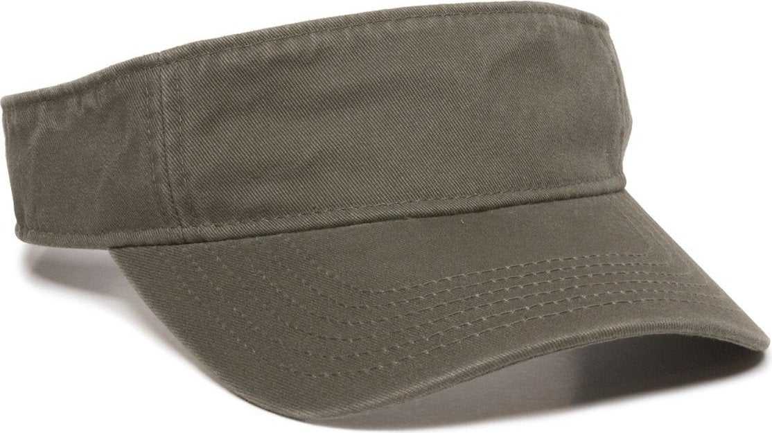 OC Sports GWTV-100 Adjustable Garment Washed Twill Visors - Olive - HIT a Double - 1