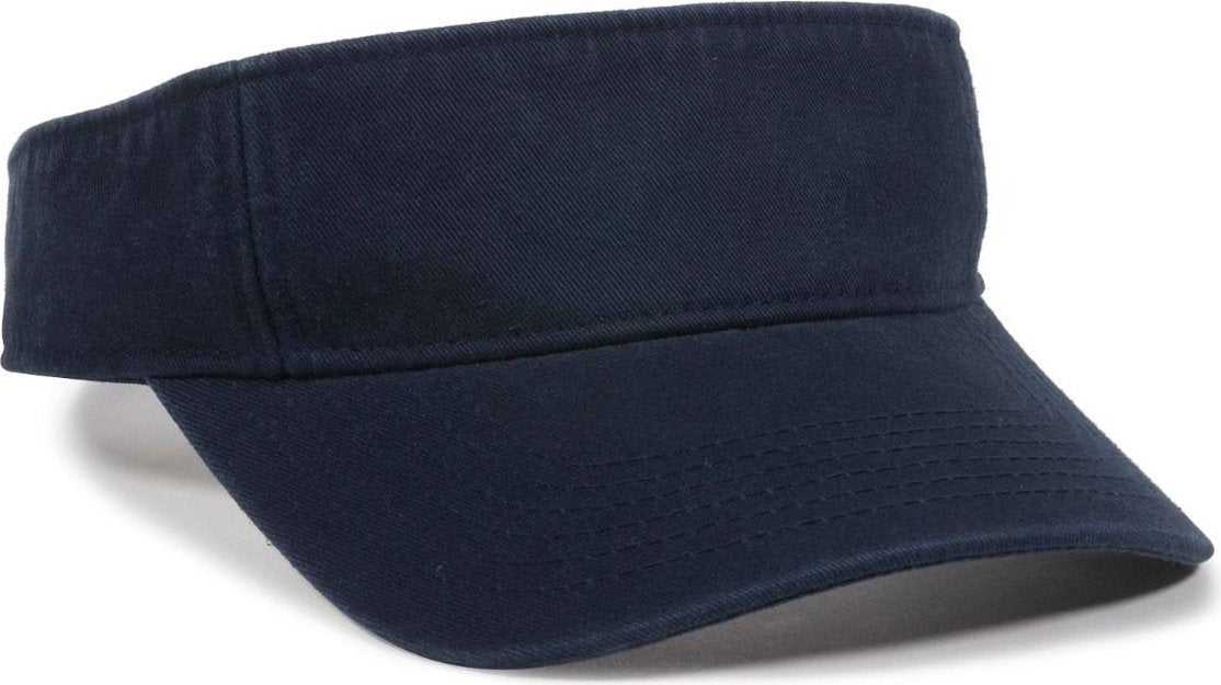 OC Sports GWTV-100 Adjustable Garment Washed Twill Visors - True Navy - HIT a Double - 1