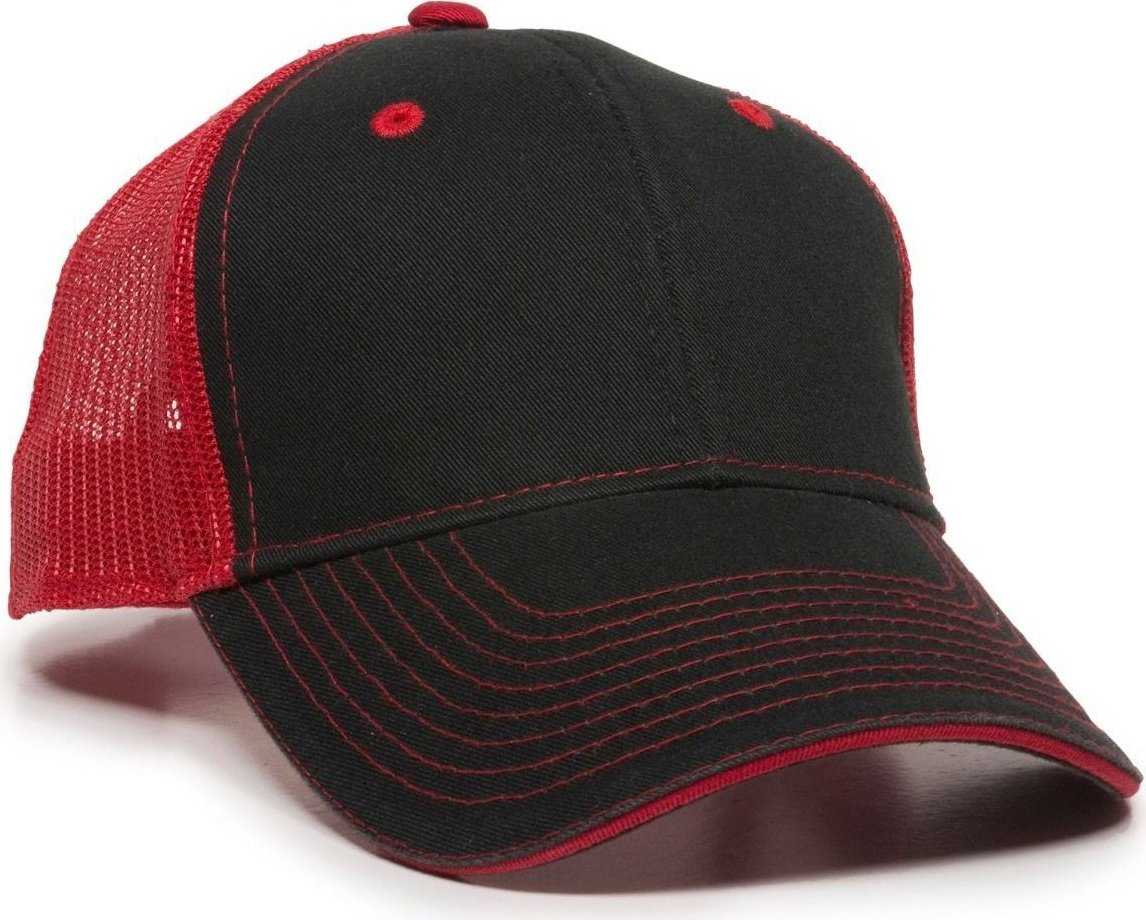 OC Sports GWT-101M Adjustable Mesh Back Cap - Black Red - HIT a Double - 1