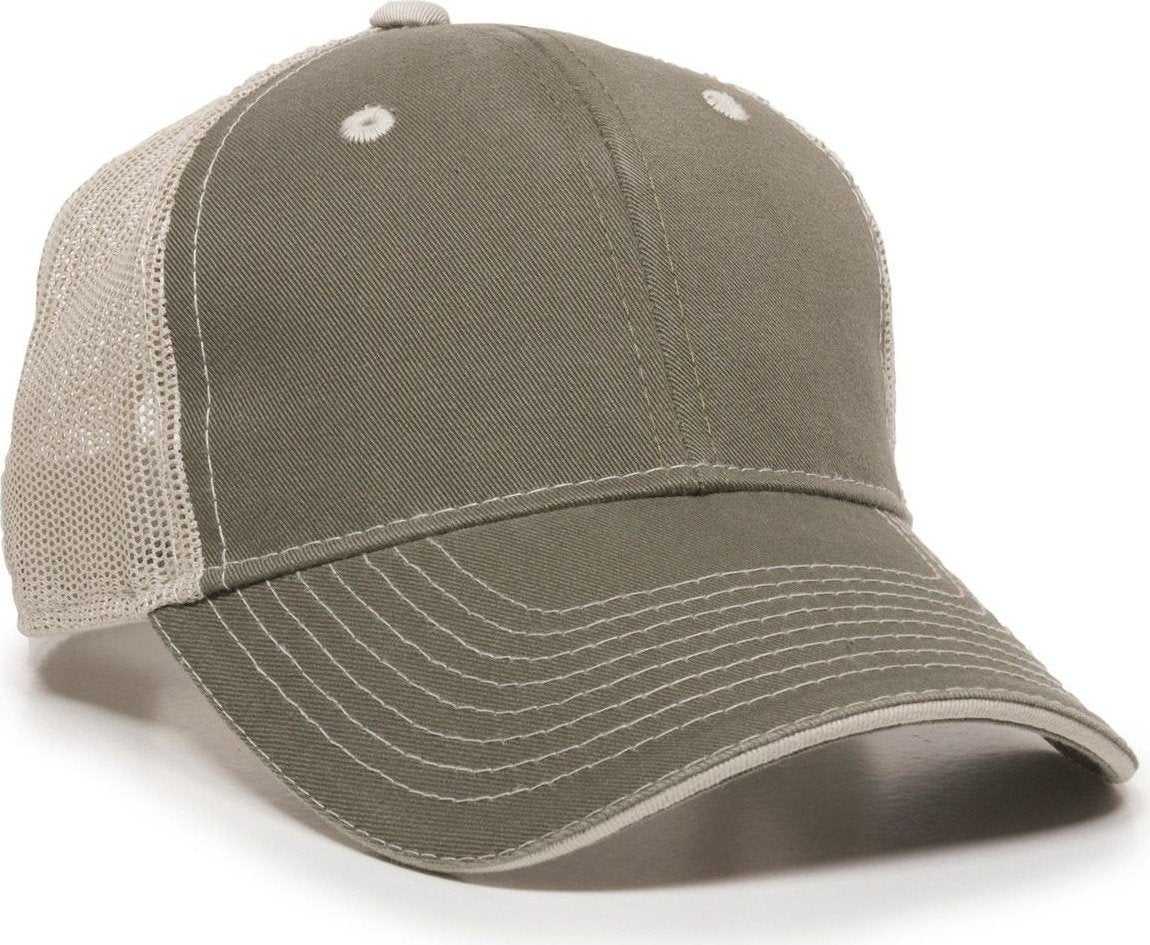 OC Sports GWT-101M Adjustable Mesh Back Cap - Olive Putty - HIT a Double - 1