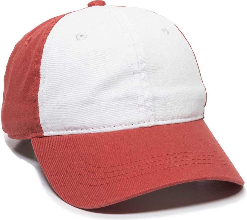 OC Sports GWT-111 Adjustable Strap Garment Wash Cotton Cap - White Nantucket Red Nantucket Red - HIT a Double - 1