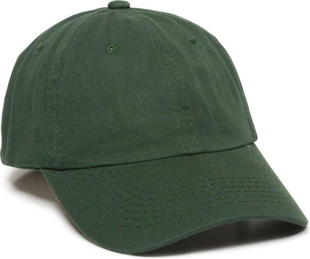 OC Sports GWT-116 Adj. Garment Wash Cotton Baseball Cap - Dark Green - HIT a Double - 1