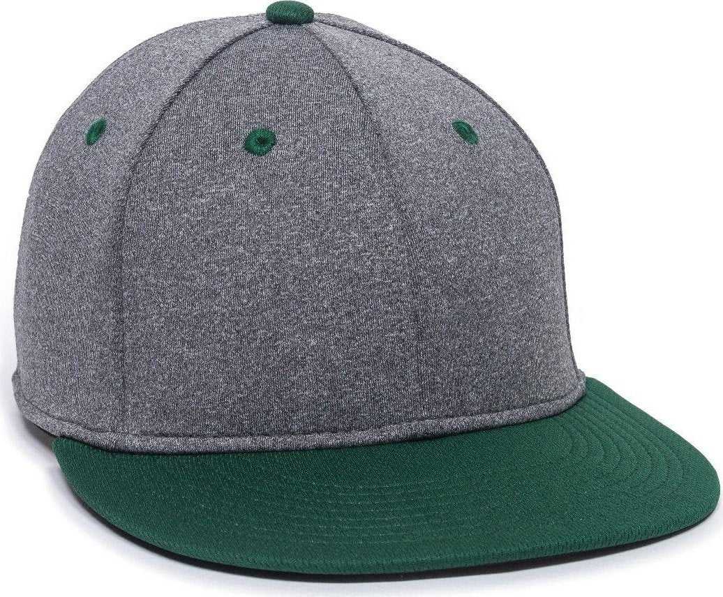 OC Sports HTH25 Flexible Fitting Cap - Heathered Gray Dark Green - HIT a Double - 1