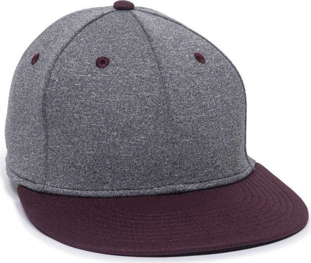 OC Sports HTH25 Flexible Fitting Cap - Heathered Gray Maroon - HIT a Double - 1