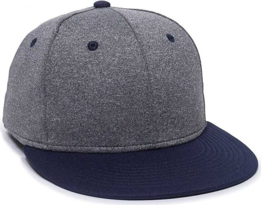 OC Sports HTH25 Flexible Fitting Cap - Heathered Gray Navy - HIT a Double - 1