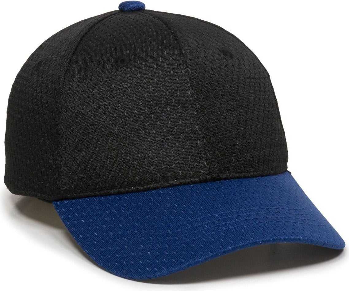 OC Sports JM-123 Jersey Mesh Custom Baseball Caps - Black Royal - HIT a Double - 1