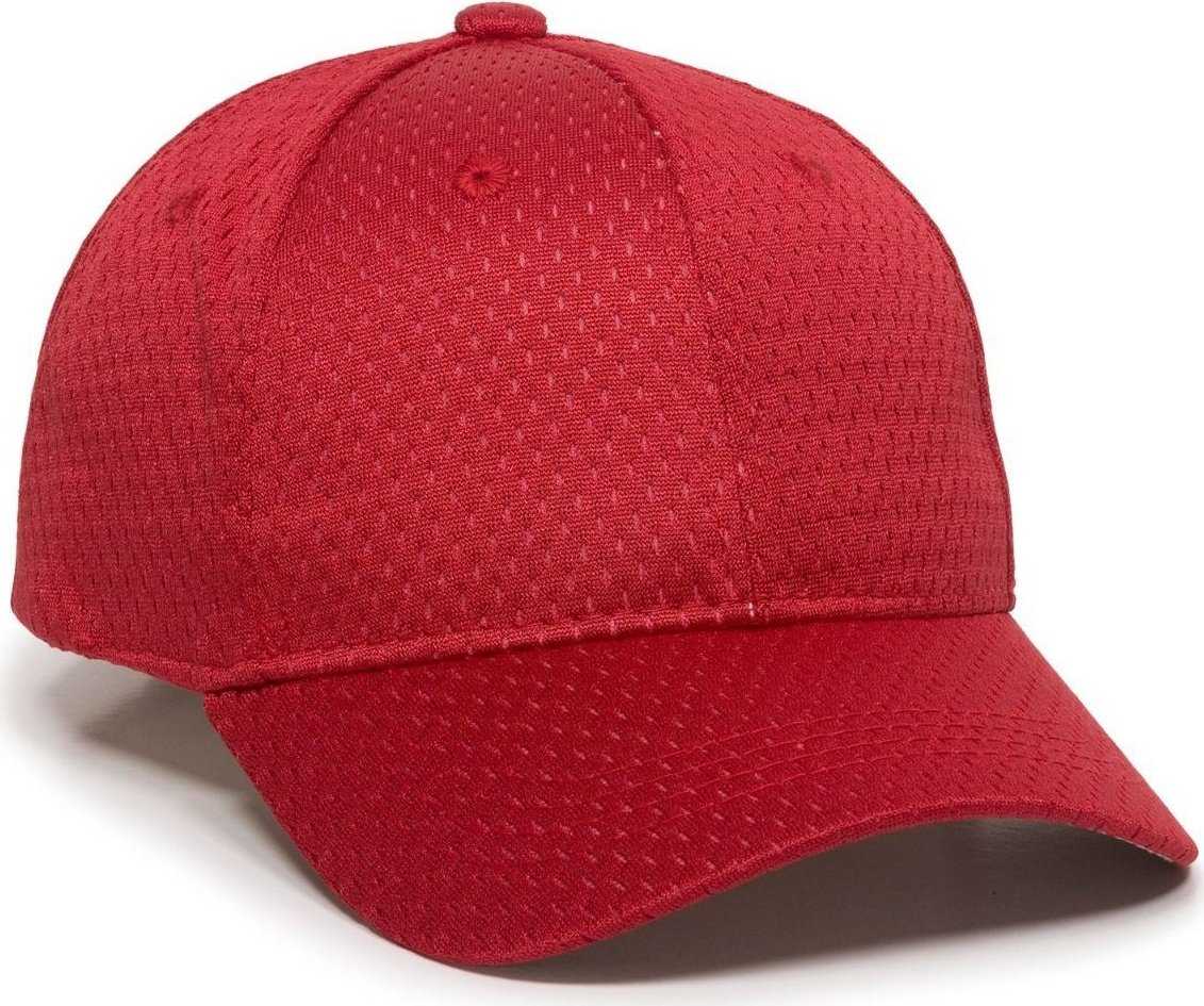 OC Sports JM-123 Jersey Mesh Custom Baseball Caps - Red - HIT a Double - 1