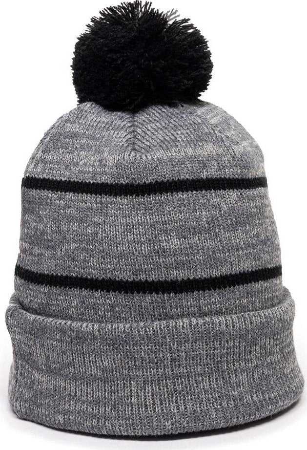 OC Sports KNF-100 Acrylic Knit Watch Cap Beanie - Heathered Gray Black - HIT a Double - 1