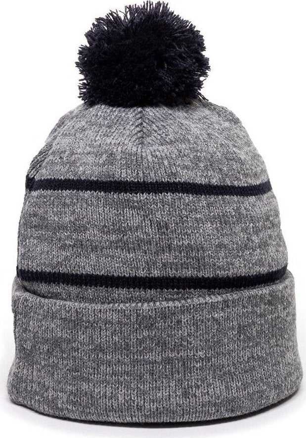 OC Sports KNF-100 Acrylic Knit Watch Cap Beanie - Heathered Gray Navy - HIT a Double - 1