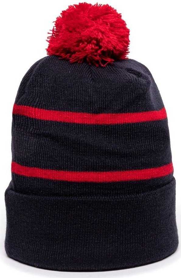 OC Sports KNF-100 Acrylic Knit Watch Cap Beanie - Navy Red - HIT a Double - 1
